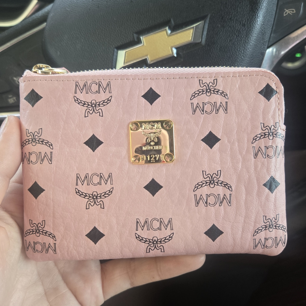 MCM Aren Visetos Card Case (Mini, Soft Pink)